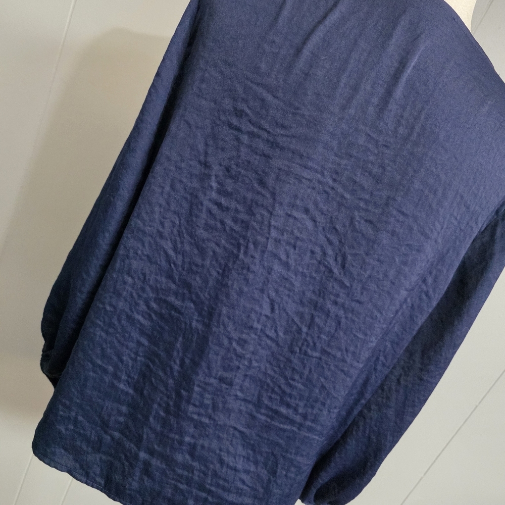 Vince Camuto Tie Front Blue Blouse Size L - Picture 8 of 10